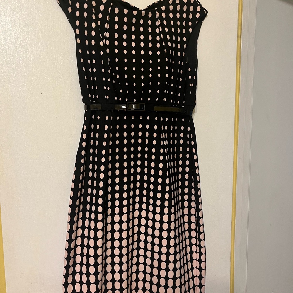 Elegant Black and Pink Polka Dot Dress